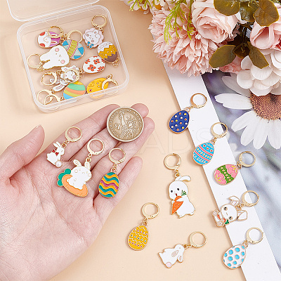 Easter Rabbit & Egg Alloy Enamel Locking Stitch Markers HJEW-GO00108-1