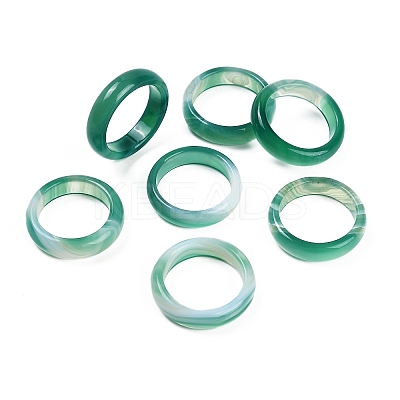 Dyed & Heated Natural Striped Agate/Banded Agate Finger Rings for Women RJEW-Z075-02W-1