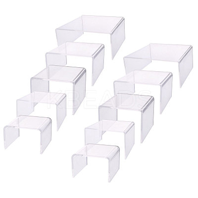 10Pcs 5 Styles Transparent Acrylic Display Riser Stands ODIS-GL0001-09-1