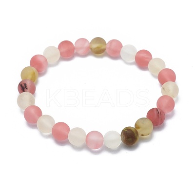Frosted Tigerskin Glass Bead Stretch Bracelets BJEW-K212-C-016-1
