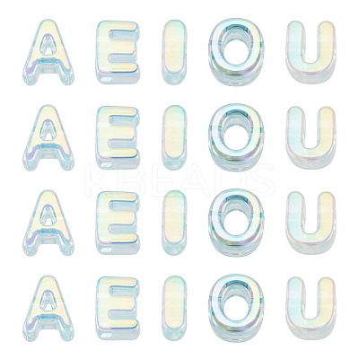 50Pcs 5 Styles UV Plating Rainbow Iridescent Acrylic Beads OACR-TA0004-93A-1