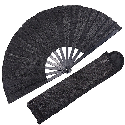 Glitter Plastic & Oxford Cloth Fan with Fan Bags AJEW-WH20022-89A-1