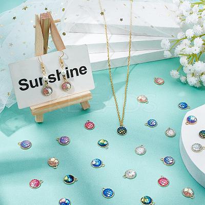 36Pcs 6 Colors Light Gold Alloy Resin Charms PALLOY-PH0001-82LG-1