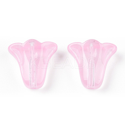 Spray Painted Transparent Glass Beads GLAA-D006-20J-1