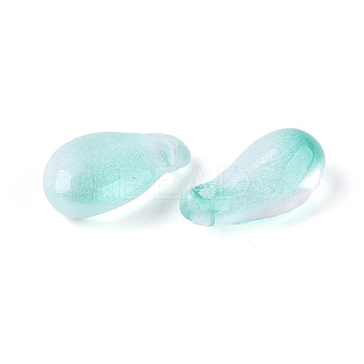 Transparent Glass Teardrop Charms GLAA-T030-03D-1
