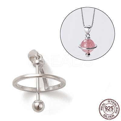 Anti-Tarnish Rhodium Plated 925 Sterling Silver Locket Style Planet Pinch Bails LS-STER-NH0001-55C-P-1