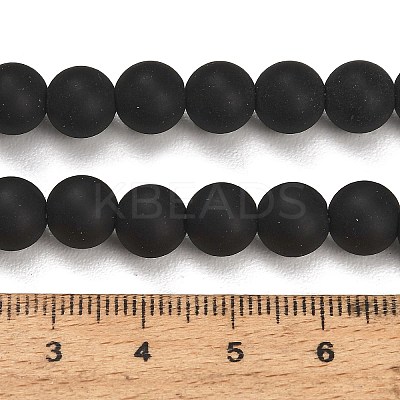 Natural Brazil Black Onyx(Dyed & Heated) Beads Strands G-Z024-01B-8mm-01-1