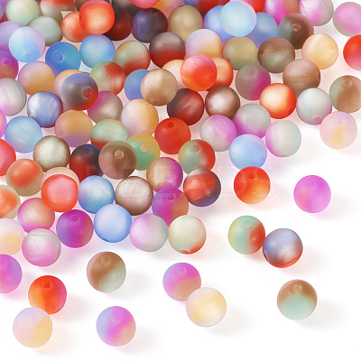 120Pcs 8 Colors Frosted & Gradient Color Opaque Resin Beads RESI-TA0003-85-1