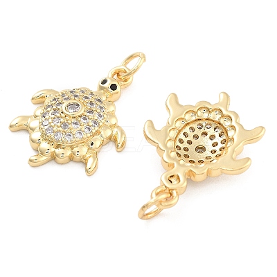 Brass Pave Clear Cubic Zirconia Pendants KK-U009-12A-G-1