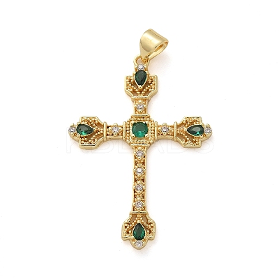 Brass Micro Pave Cubic Zirconia Pendants KK-M319-26G-02-1