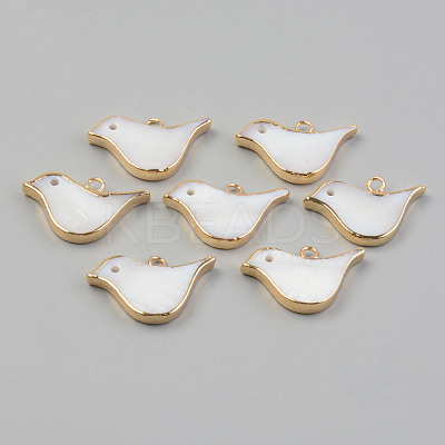 Electroplate Natural Freshwater Shell Pendants X-SHEL-T017-05-1
