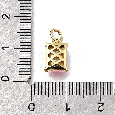 Rectangle Brass with Glass Charms KK-G525-05G-1