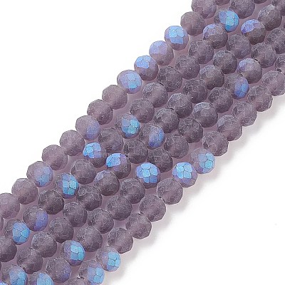 Half AB Color Plated Faceted Rondelle Glass Bead Strands EGLA-L007-F02-4mm-1