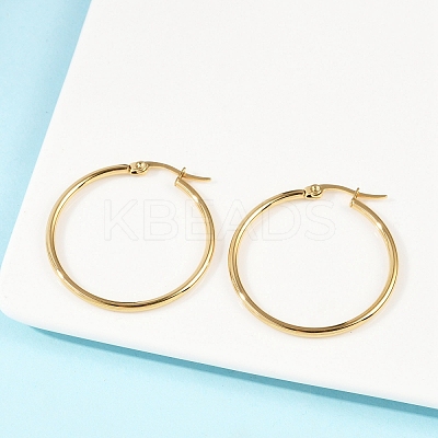 PVD Vacuum Plating 201 Stainless Steel Hoop Earrings with 304 Stainless Steel Pins for Women LS-EJEW-D279-12G-04-1