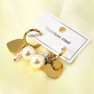 304 Stainless Steel Plastic Imitation Pearl Hoop Earrings EJEW-D308-06PG-1