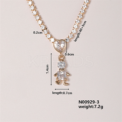 Shiny Family Theme Brass Micro Pave Cubic Zirconia Pendant Necklaces VW3054-3-1