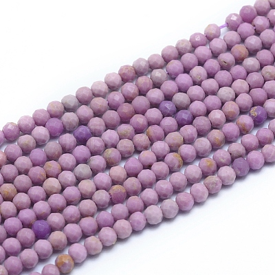 Natural Lepidolite/Purple Mica Beads Strands G-G823-16-3mm-1