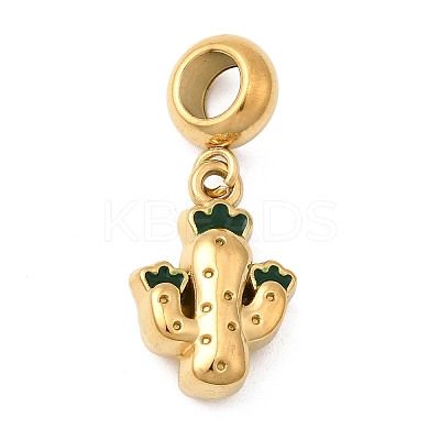 304 Stainless Steel Green Enamel European Dangle Charms STAS-D153-15G-1