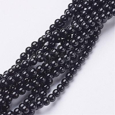 Natural Black Onyx Round Beads Strands GSR20mmC097-1