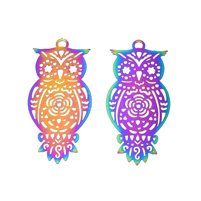 Ion Plating(IP) 201 Stainless Steel Filigree Pendants STAS-S118-107-1