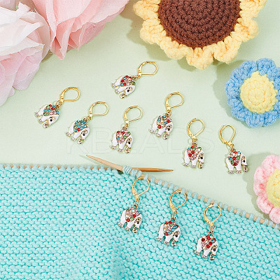 10Pcs Alloy Rhinestone Pendant Stitch Markers HJEW-NB00049-1