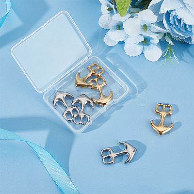 6Pcs 2 Colors 304 Stainless Steel Anchor Hook Clasps STAS-UN0050-79-1