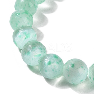 Dyed Natural Selenite Round Beaded Stretch Bracelet for Women BJEW-G697-02A-1