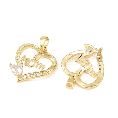 Mother's Day Brass Micro Pave Clear Cubic Zirconia Pendants KK-F931-20A-G-1