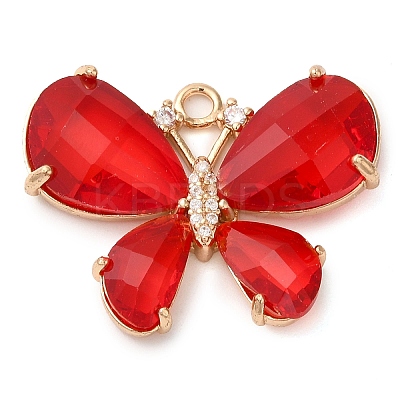Rack Plating Brass Clear Cubic Zirconia Pendants KK-N255-11G-02-RS-1
