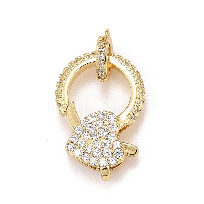 Brass Micro Pave Cubic Zirconia Lobster Claw Clasps KK-A161-02G-1