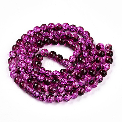Transparent Crackle Glass Bead Strands X1-GLAA-T025-8mm-02F-1
