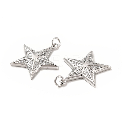 Brass Micro Pave Cubic Zirconia Pendants KK-E068-VB102-1