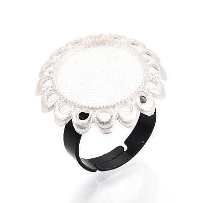 Adjustable Flower Alloy & Iron Bezel Cup Ring Base with Rotatable Tray MAK-T012-08S-1