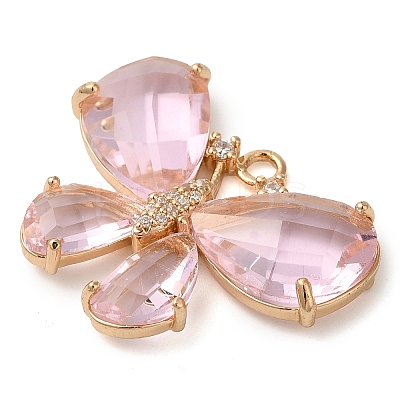 Rack Plating Brass Clear Cubic Zirconia Pendants KK-N255-11G-05-RS-1