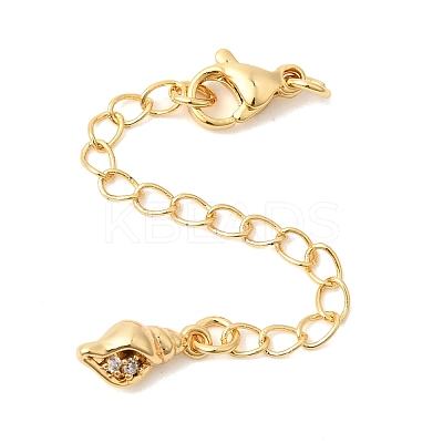 Brass Micro Pave Clear Cubic Zirconia Curb Chain Extender KK-Z149-05G-1