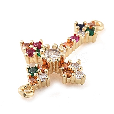 Brass Pave Colorful Glass Connector Charms KK-Q811-04KCG-1