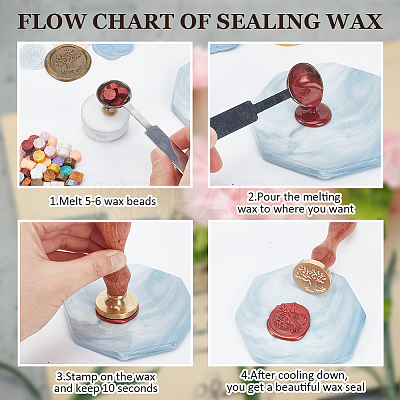 Brass Wax Seal Stamp with Handle AJEW-WH0184-1149-1