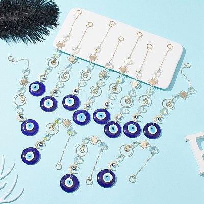 Handmade Lampwork Evil Eye Pendants Decoration HJEW-JM01120-1