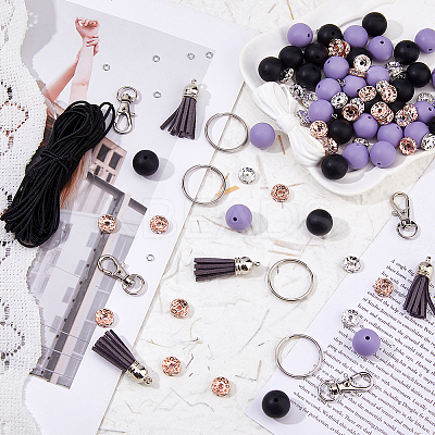 DIY Silicone Beads Keychain Making Kits DIY-FI0001-16-1