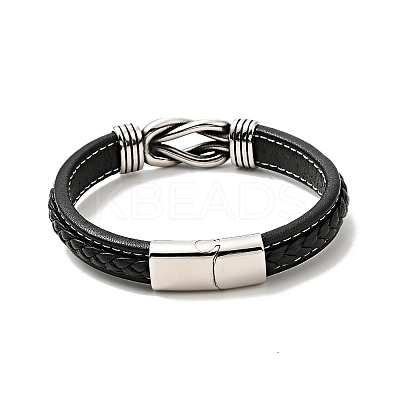 304 Stainless Steel Knot Link Bracelet with Magnetic Clasp BJEW-C021-26P-1