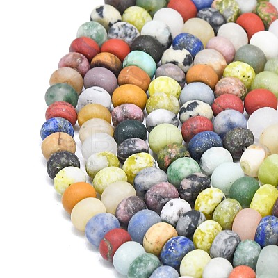 Natural Blue Spot Jasper & Dalmatian Jasper & White Jade Beads Strands G-P575-A30-6x4mm-01-1