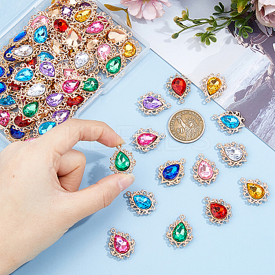 72Pcs 9 Colors Alloy Glass Pendants FIND-DC0006-98-1