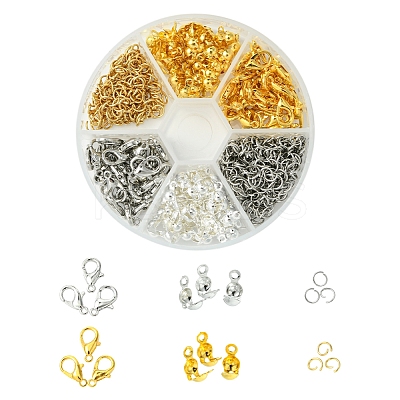 DIY Zinc Alloy Lobster Claw Clasps & 304 Stainless Steel Open Jump Rings & Brass Bead Tips Making Findings Kits DIY-FS0006-92-1