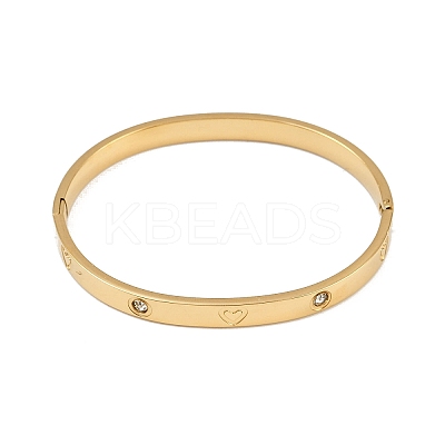 201 Stainless Steel with Rhinestone Bangles for Women X-BJEW-B138-04G-1
