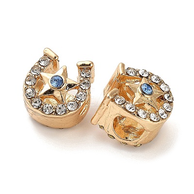 Alloy Rhinestone European Beads FIND-Q115-06G-1