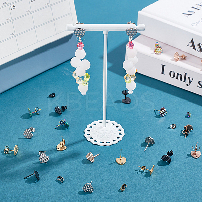 30Pcs 5 Colors Ion Plating(IP) 304 Stainless Steel Stud Earring Findings STAS-UN0029-83-1