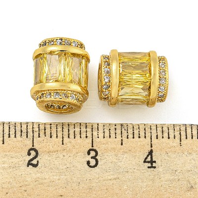 Rack Plating Brass Micro Pave Cubic Zirconia European Beads KK-F089-31G-06-1