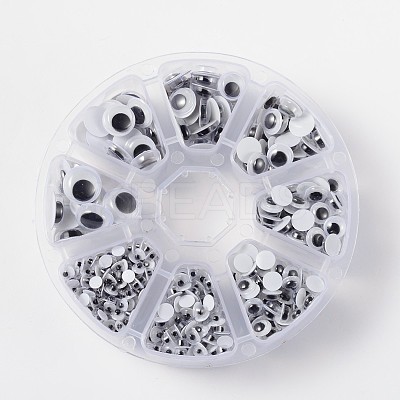 Flat Round Black & White Plastic Wiggle Googly Eyes Cabochons DIY Scrapbooking Crafts Toy Accessories KY-X0006-B-1