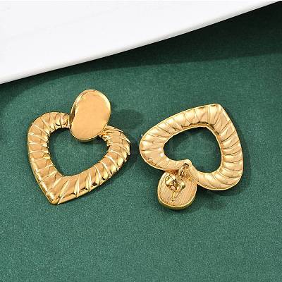 304 Stainless Steel Hollow Heart Stud Earrings EJEW-I320-19G-1