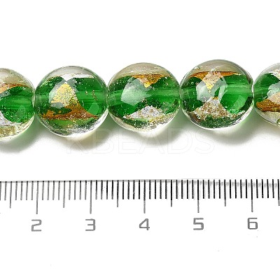 Handmade Gold Foil and Silver Foil Lampwork Flat Round Beads FOIL-C001-02B-1
